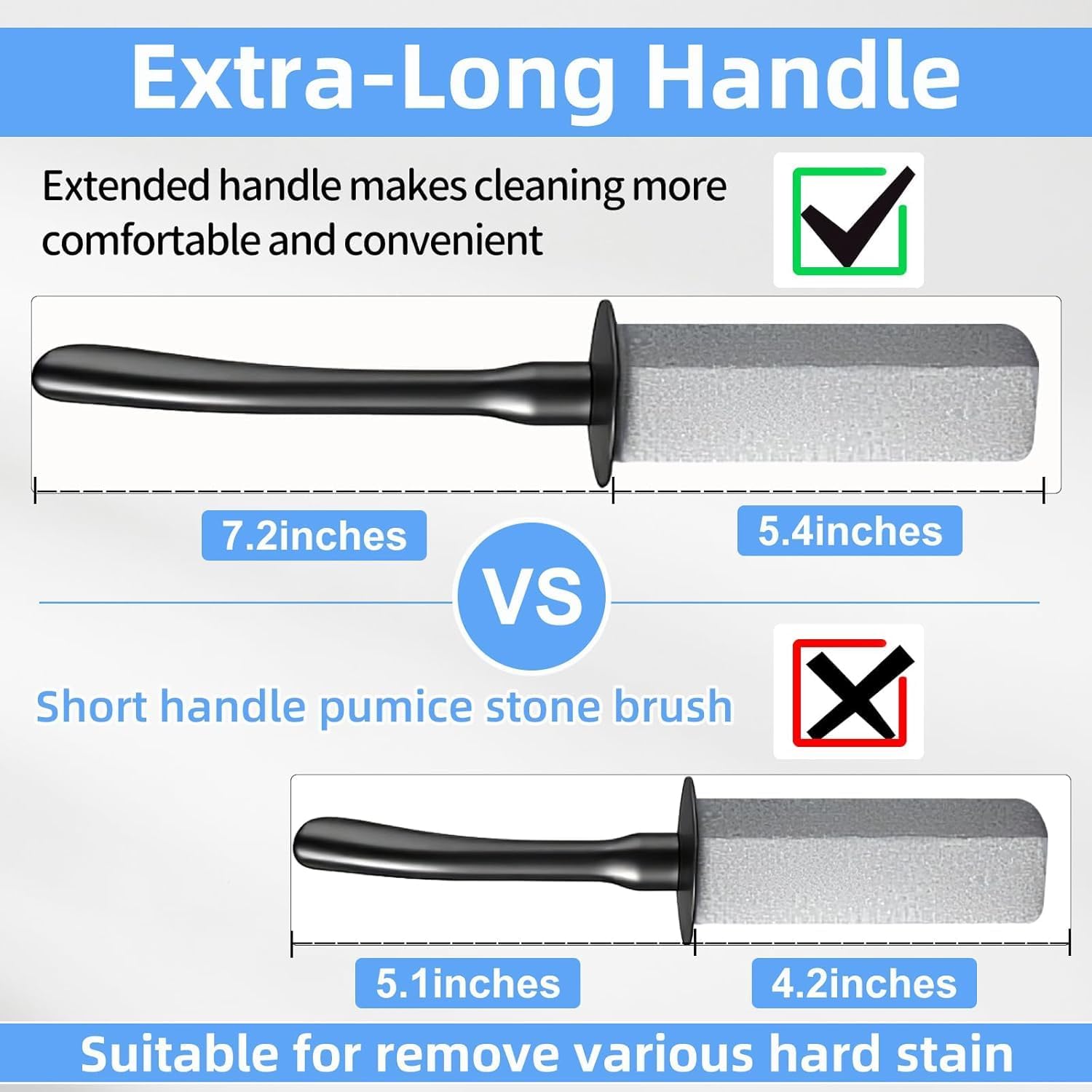 Toilet Pumice Stone for Cleaning, Toilet Bowl Pumice Stone, Extra Long Handle Toilet Bowl Cleaners for Removing Hard Stain Lime. Ideal for Toilet Bathroom Sink Grill Pool(2 Pack Black) image 2