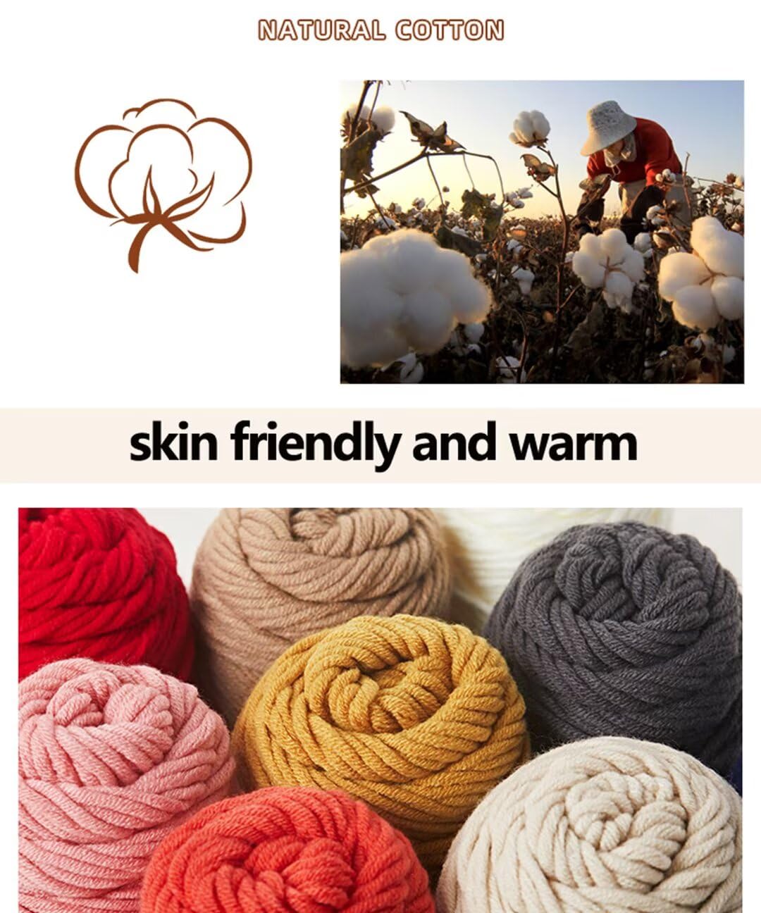 Farbiges Strickgarn, 5er-Pack 100 g Acrylgarn, 8-fädig, 3 mm, for Tufting Gun, Punch Needle und Häkeln, mehrfarbig(Color 16)