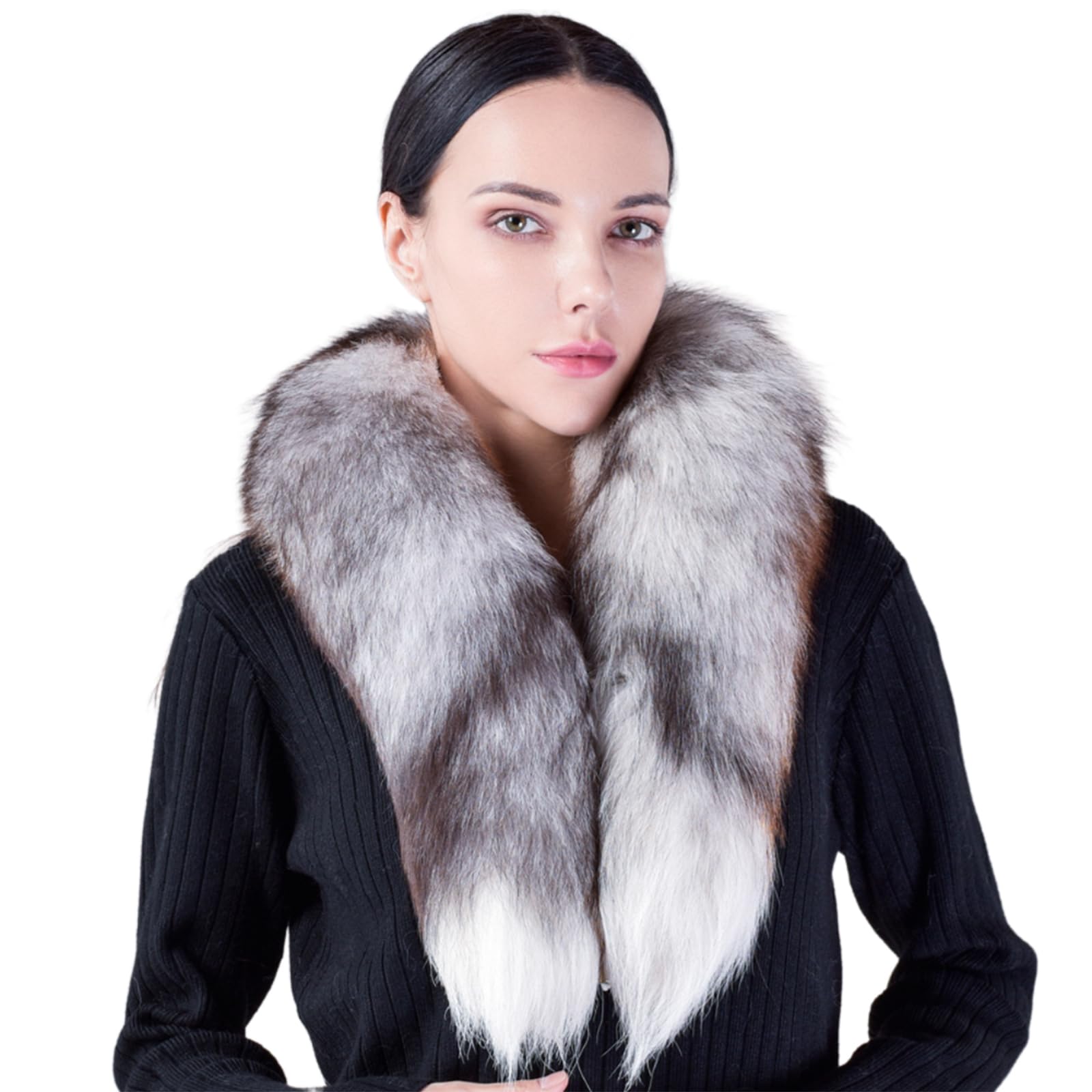Robe de soirée sublimée par ce cache-cou en fourrure doux - 8