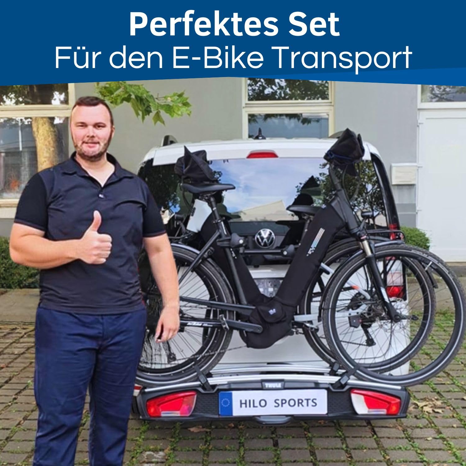 HiLo sports 3-teiliges E-Bike Transportschutz Set - Akku Schutzhülle, Motor Schutzhülle & Lenker Hülle - Elektronik-Schutz - Schützt vor Regen, Spritzwasser & Schmutz - Für alle Fahrzeuge (Blau)