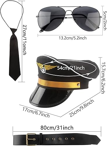 Miniatura 2 de Puteraya Disfraz de piloto para niños, uniforme de capitán, disfraz para niños, Halloween, cosplay, juego de rol, fiesta temática