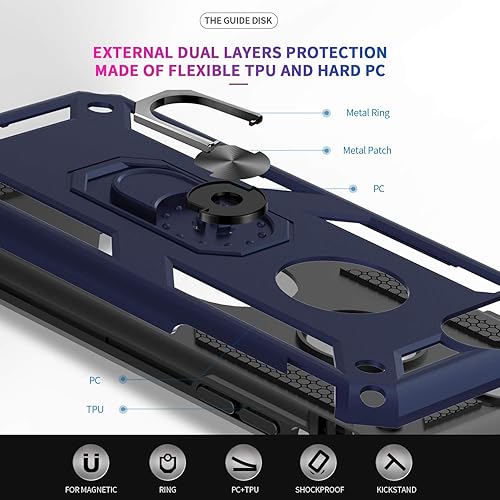 Miniatura 5 de Funda LeYi para iPhone 6S6, funda para iPhone 7, funda para iPhone 8, armadura de grado militar de doble capa con soporte giratorio de 360 grados