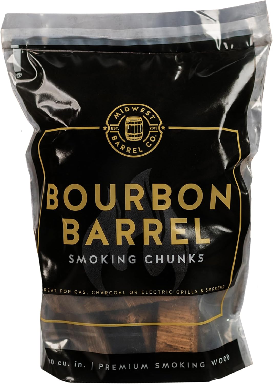 Midwest Barrel Co. Bag of Bourbon Barrel BBQ Smoking Wood Chunks - Authentic American White Oak Wood Chunks from Bourbon Barrels