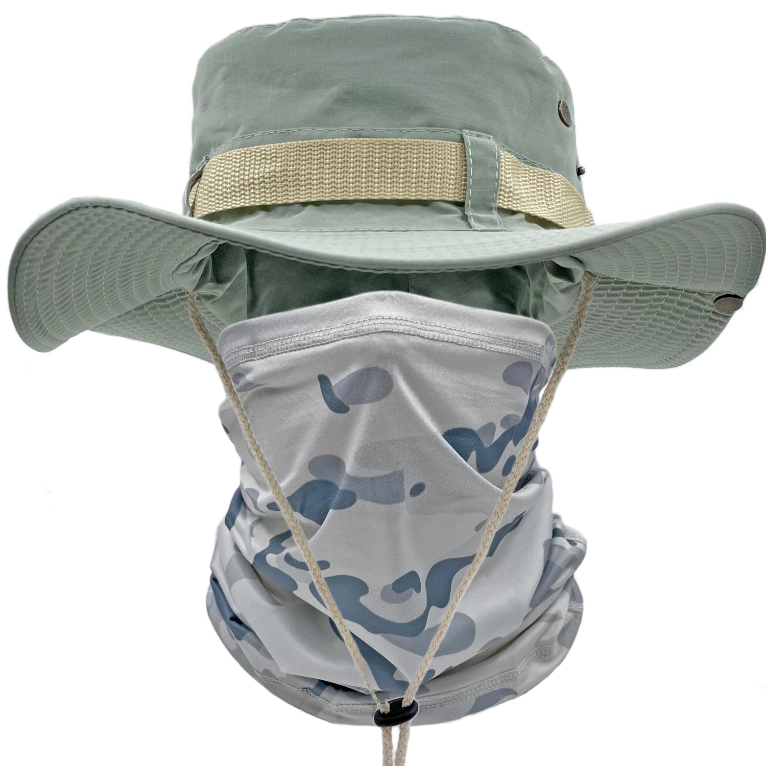 ehsbuy Sombrero Hombre Verano con Cuello de Polaina ala Ancha Chambergo Militar Sombrero Camuflaje Pescador de Bufanda Cara Militar Gorro Pescador Malla Sombreros Sol para Caza Senderismo