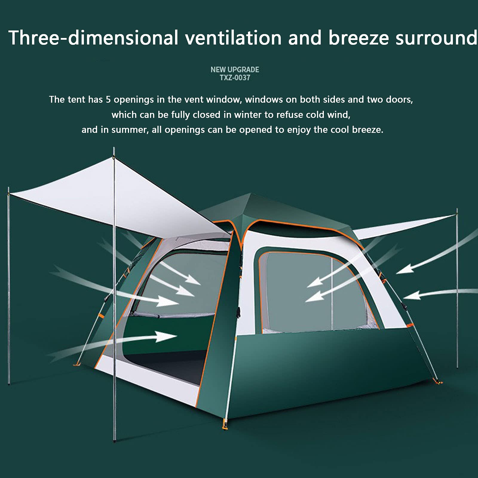 Tenda Automatica Quattro Stagioni Campeggio, Ispessimento Campeggio Campo Automatico Pioggia Escursioni Trekking Tenda Tenda per Il Trasporto, Camera Ultralight Cupola Tenda