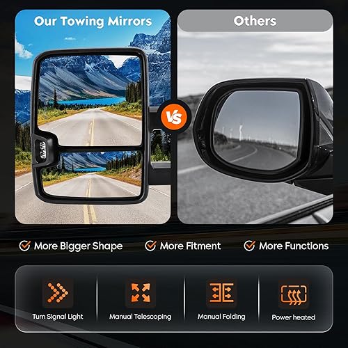 Miniatura 2 de Youxmoto Espejos de remolque aptos para Chevy 2007-2013 para GMC Silverado Sierra 1500 2500HD 3500 espejos para camioneta SuburbanAvalancheYukon,