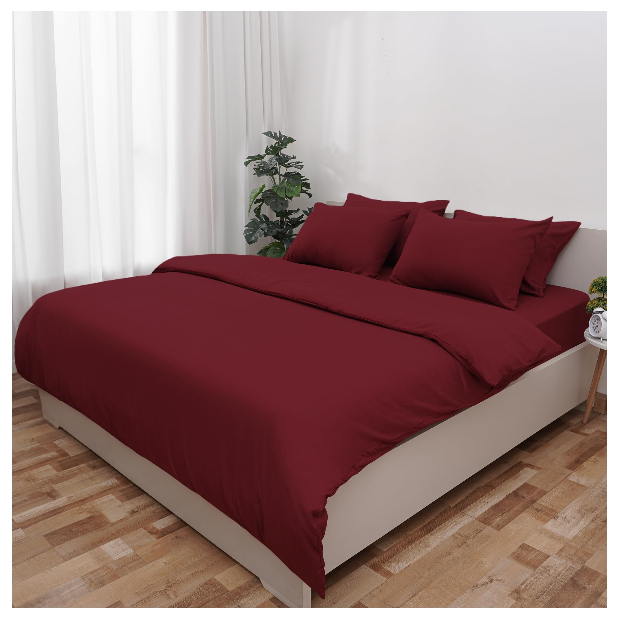 Novo Home Super King Duvet Cover Set Burgundy โ Soft Microfibre Quilt Cover with 2 Pillowcases | Durable, Easy Care Super King Bedding for Modern Bedroom Comfort