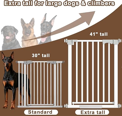 Miniatura 2 de Puerta de bebé extra alta de 41 pulgadas para perros grandes y mascotas en interiores, sin saltar, 30-32.6 pulgadas de ancho, puerta resistente para