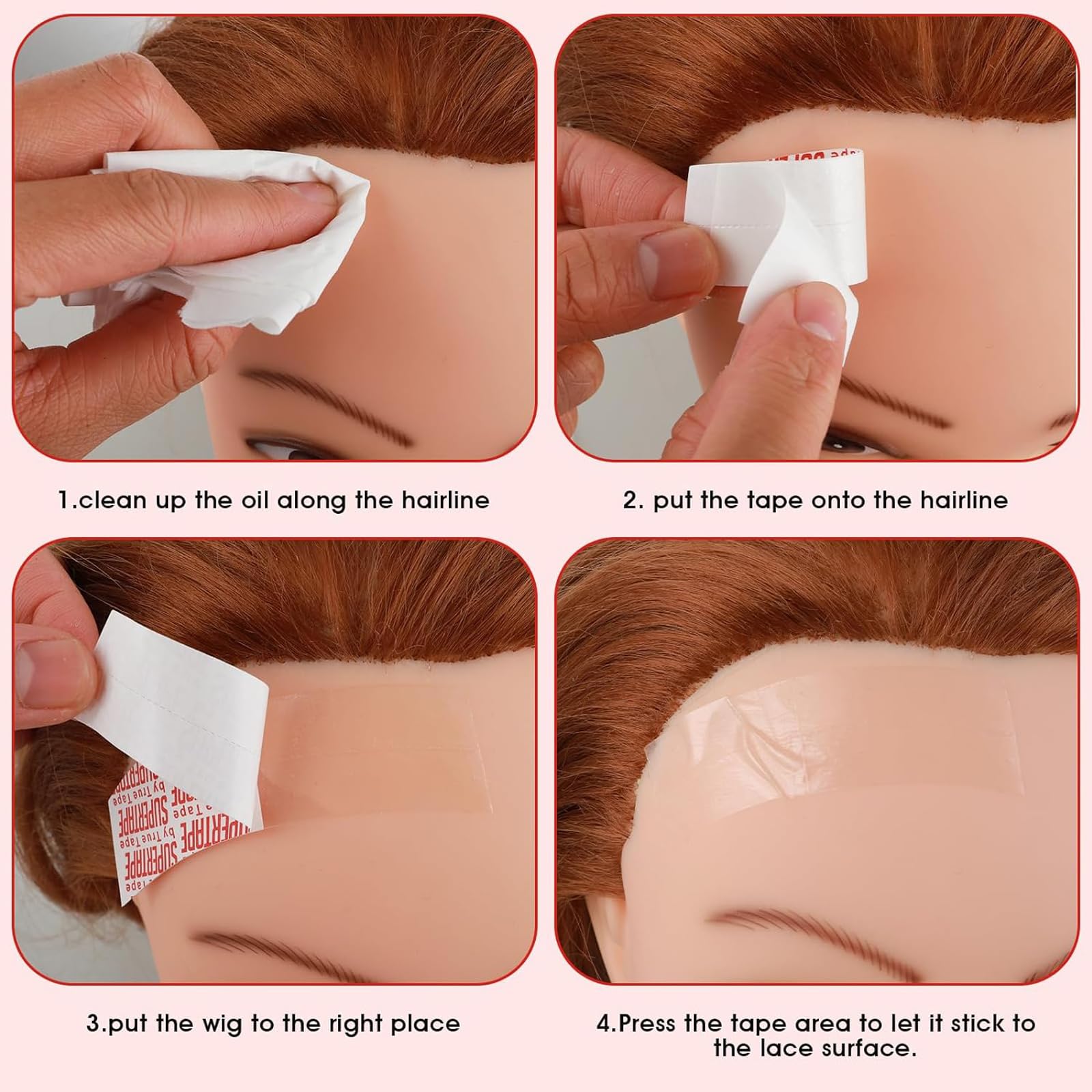 42 Piezas Cinta Pelo Transparente Cinta de Extensión de Pelo Cinta Adhesiva de Doble Cara para Extensiones de,para Sistemas Capilares,Postizos,Pelucas,Tupés Y Extensiones