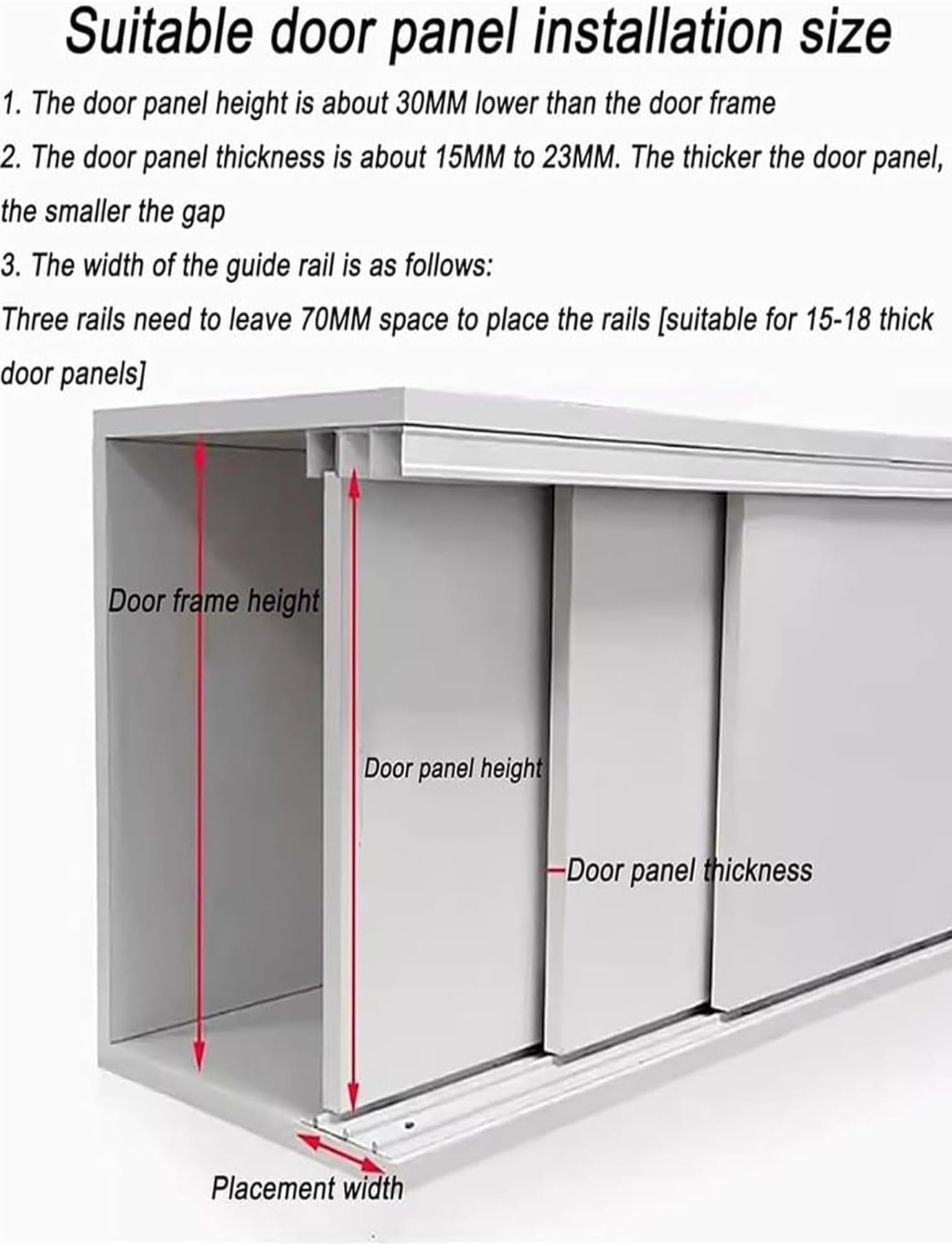Kit de herrajes for puerta corredera de triple riel ajustable, rieles de aluminio for armario, divisor de habitación y puertas de gabinete, instalación de montaje empotrado(White,280cm110in)