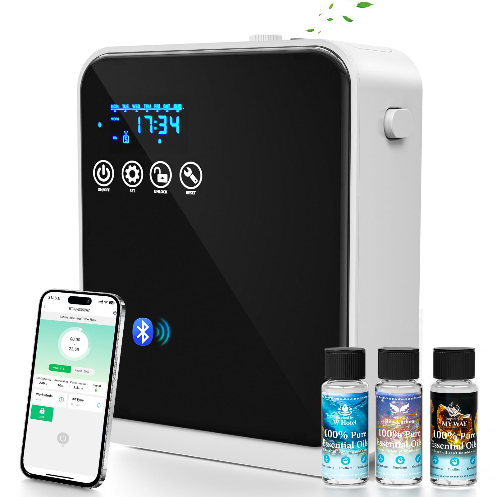 Diffuseur d'huiles essentielles sans eau, diffuseur de parfum d'aromathérapie avec application intelligente et écran tactile, capacité de 250 ml, couverture de 1 500 m² | diffuseurs d'huile pour