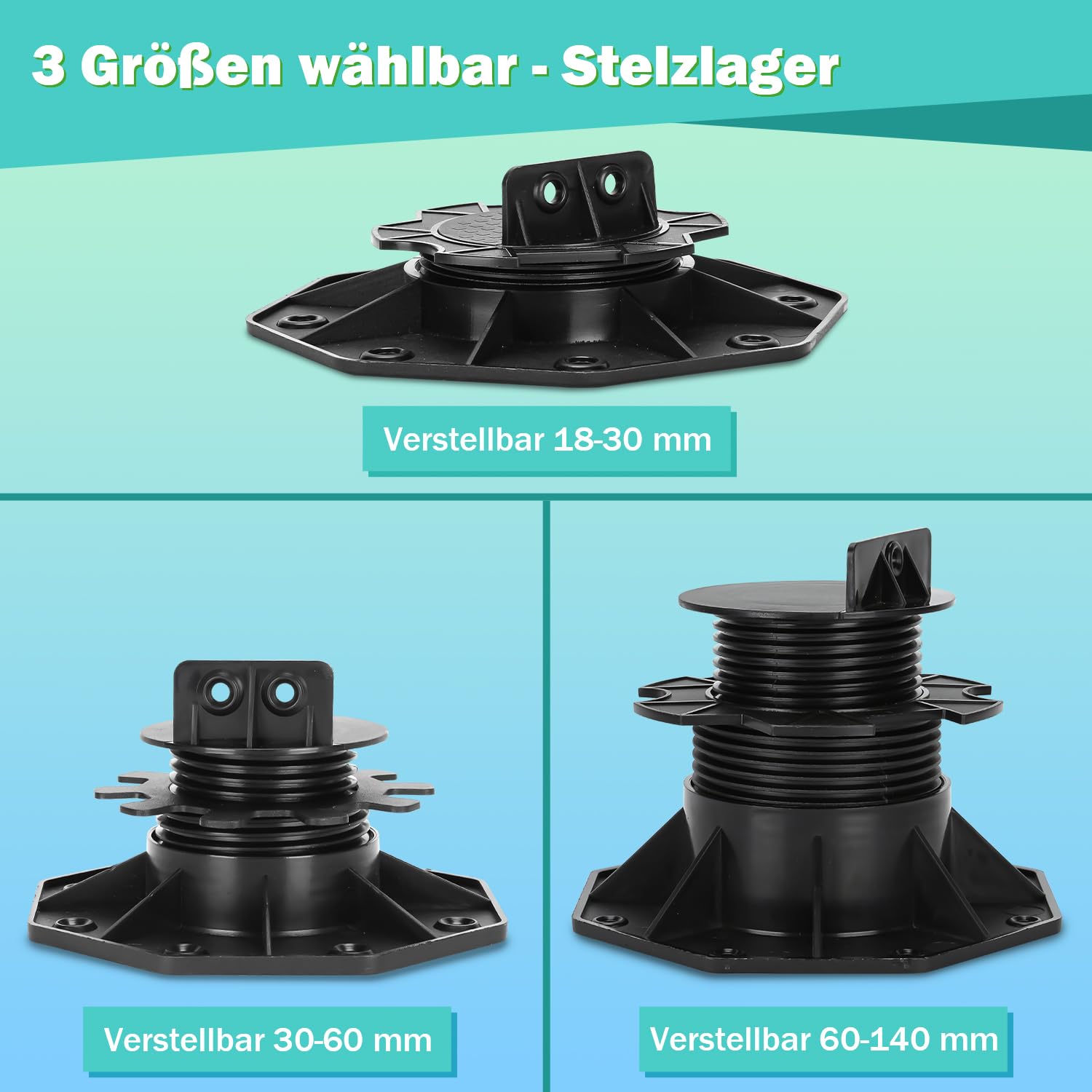Stelzlager Höhenverstellbar, 40 Stück Stellfüße Terrassenlager 18-30mm, Stelzlager Plattenlager für Terrassenplatten, Terrassendielen Unterkonstruktion, WPC