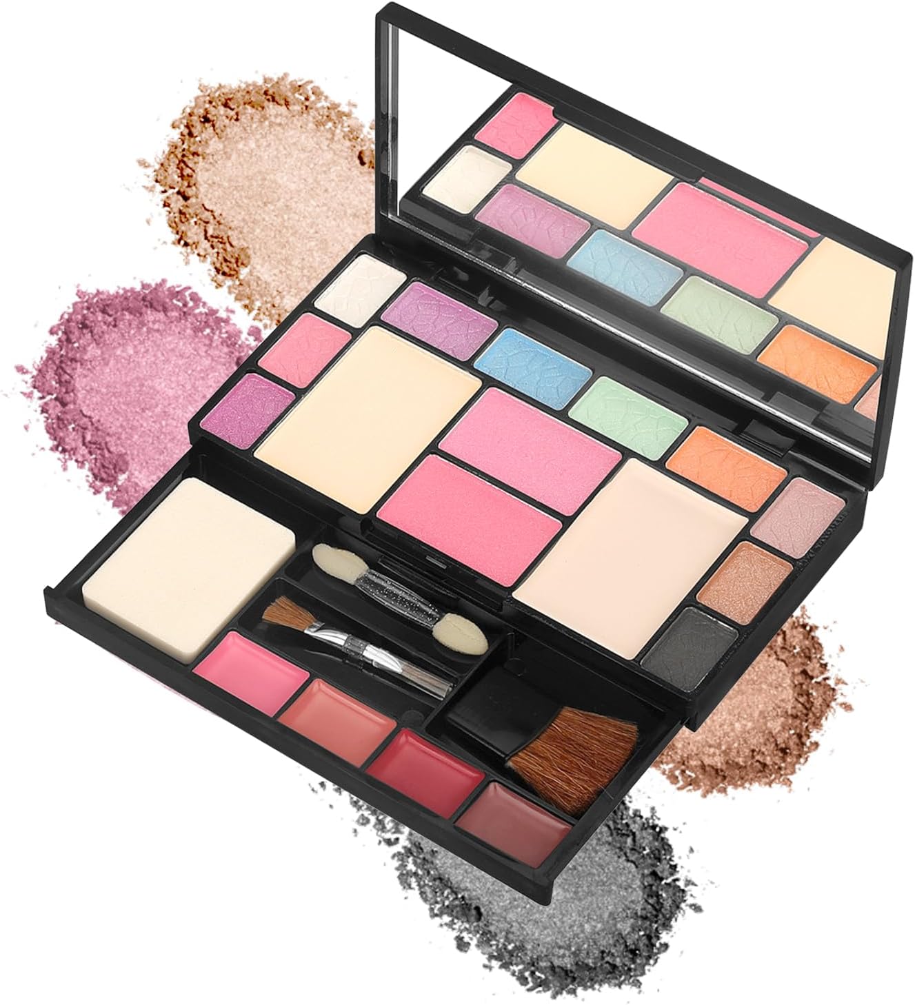 Oogschaduwpalet, 36 kleuren oogschaduw, contouring kit, combinatie met lipgloss, blusher cosmetica, make-up kit, sterk gepigmenteerde kleuren, oogschaduw, make-up cosmetica