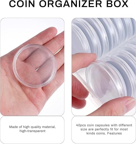 Miniatura 9 de Ciieeo Caja de monedas Mini contenedores de plástico Monedas de plástico Kickstand Estuche de 2.008 in Caja de almacenamiento de monedas Cápsula de