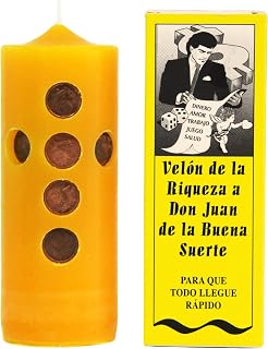 Velón Preparado Juan de la Buena Suerte – Ritual con Vela Amarilla para Atraer Fortuna, Dinero y Éxito | Juegos de Azar y Negocios | Hecho a Mano con Hierbas | Incluye Instrucciones y Oración