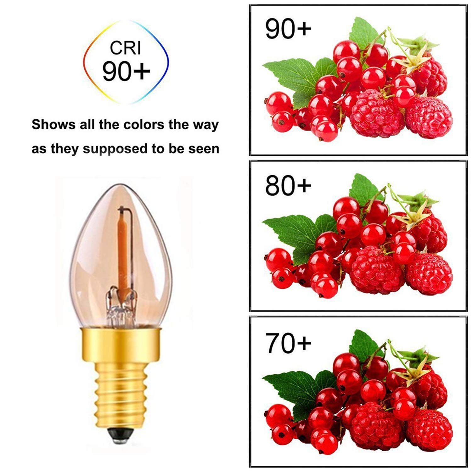 Żarówki ledowe 0,5 W E14 Żarówka Vintage Lampka nocna Żółta Ciepła 2200 K Odpowiednik ściemnialnych żarówek 10 sztuk