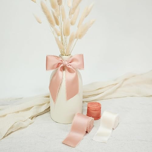 Miniatura 6 de Cinta naranja de otoño para envolver regalos, cintas de tela deshilachada de gasa de satén de seda para manualidades, ramos de flores, decoración de