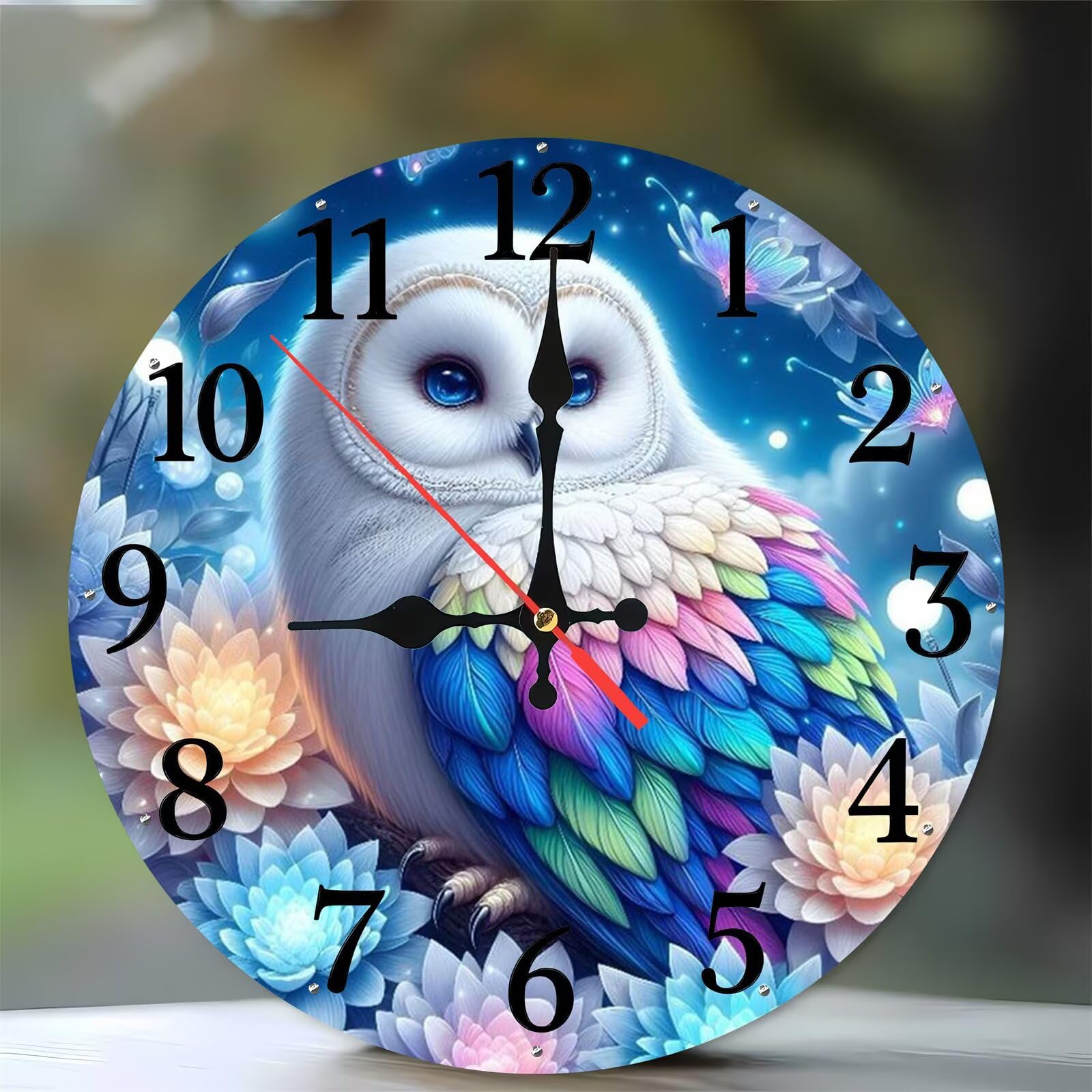 Horloge murale muette en bois de 35 cm avec grands chiffres design salon