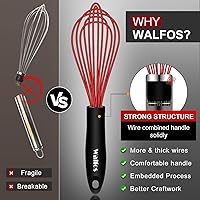 Vista 7 de Walfos Batidor, batidor para cocinar sin arañazos. Juego de 4 batidores de silicona para cocina, Wisk-11 pulgadas y batidor de globo de 7+9+11