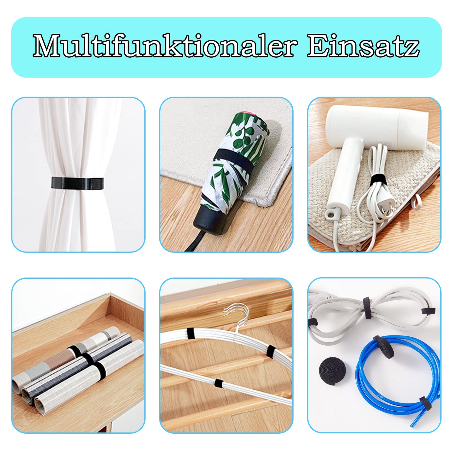 Premium Klett-Kabelbinder Rolle – 4 Meter Lang, Weiß, Frei Zuschneidbar & Wiederverwendbar Für Schreibtisch & TV