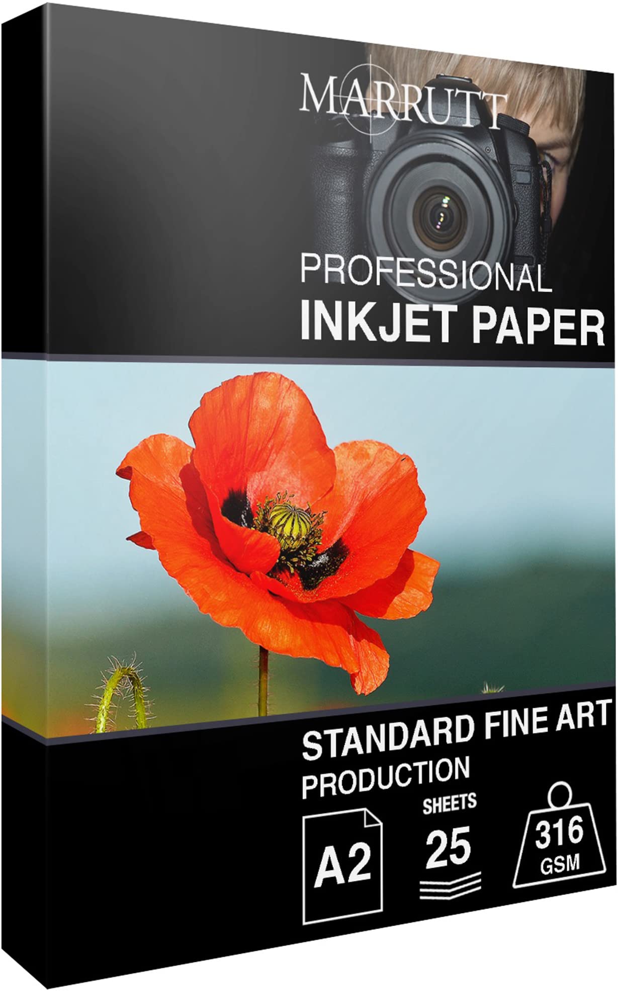 Marrutt 316gsm Standard Fine Art Textured Inkjet Photo Paper: (A2-25 Sheets)