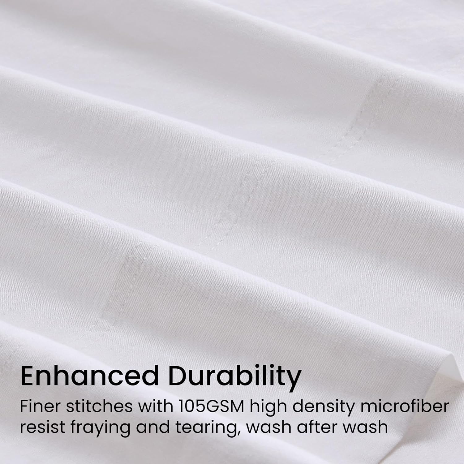 GOKOTTA 4-Pcs Queen Sheet Set, 18"-21" Extra Deep Pocket, Non-Slip Elastic Corner Straps, Prewashed & Brushed Microfiber Polyester, Ultra Soft, Hotel Luxury, Breathable, Wrinkle-Free, Anti-Rip - White - Image 5