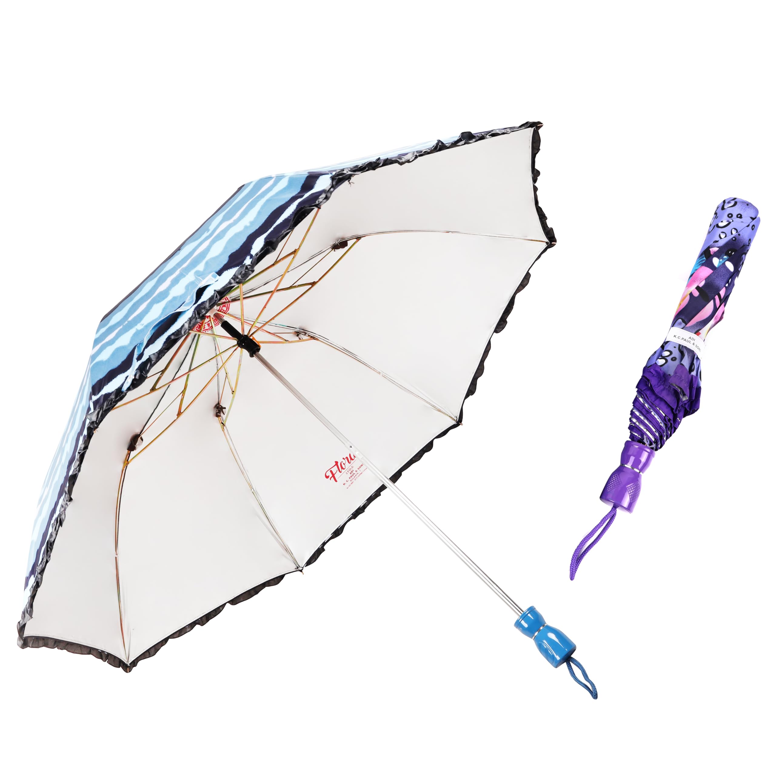 Flora 2 fold 23 inch large umbrella for men & women (Multicolor, Manual)