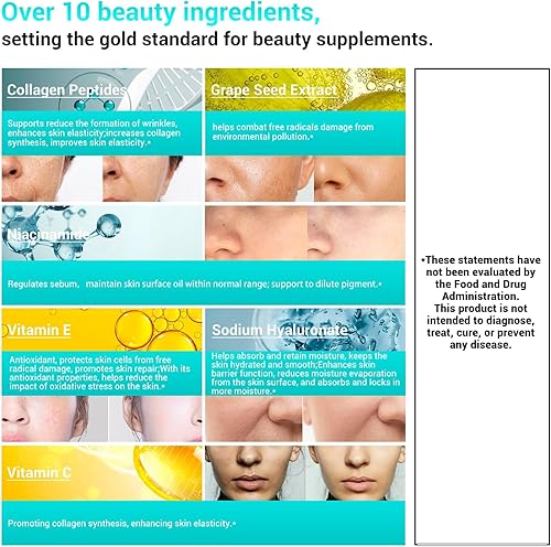 Miniatura 3 de Péptidos de colágeno para mujeres, suplemento de vitaminas y minerales de belleza, contiene vitamina D3, probióticos para mujeres y péptidos de