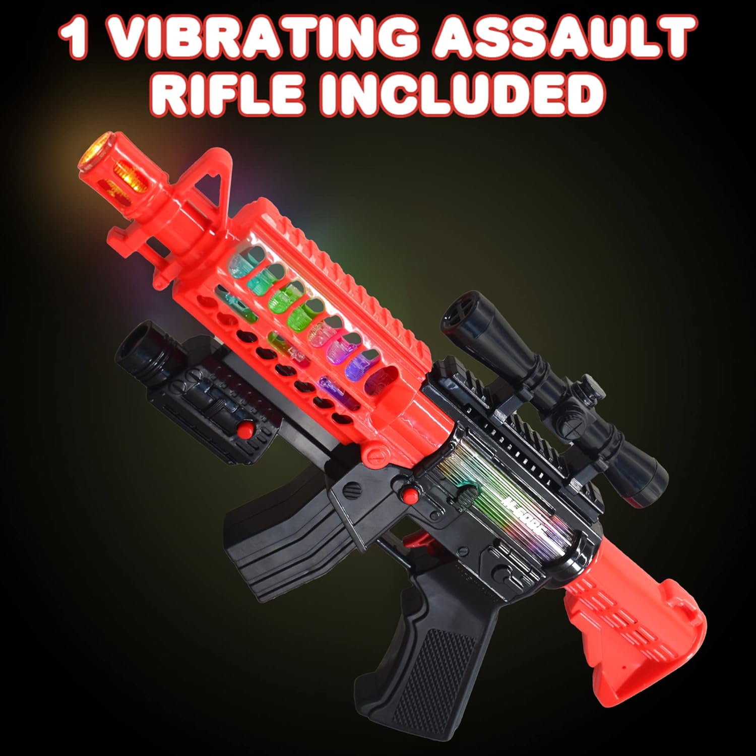 ArtCreativity Toy Rifle Vibrating Toy Guns for Boys, 13.25 Inch Light Up Fake Gun with Sounds, Immersive Vibration, and Batteries Included, Military Toy Machine Gun, Toy Guns for Boys 8-12 (Pack of 2)