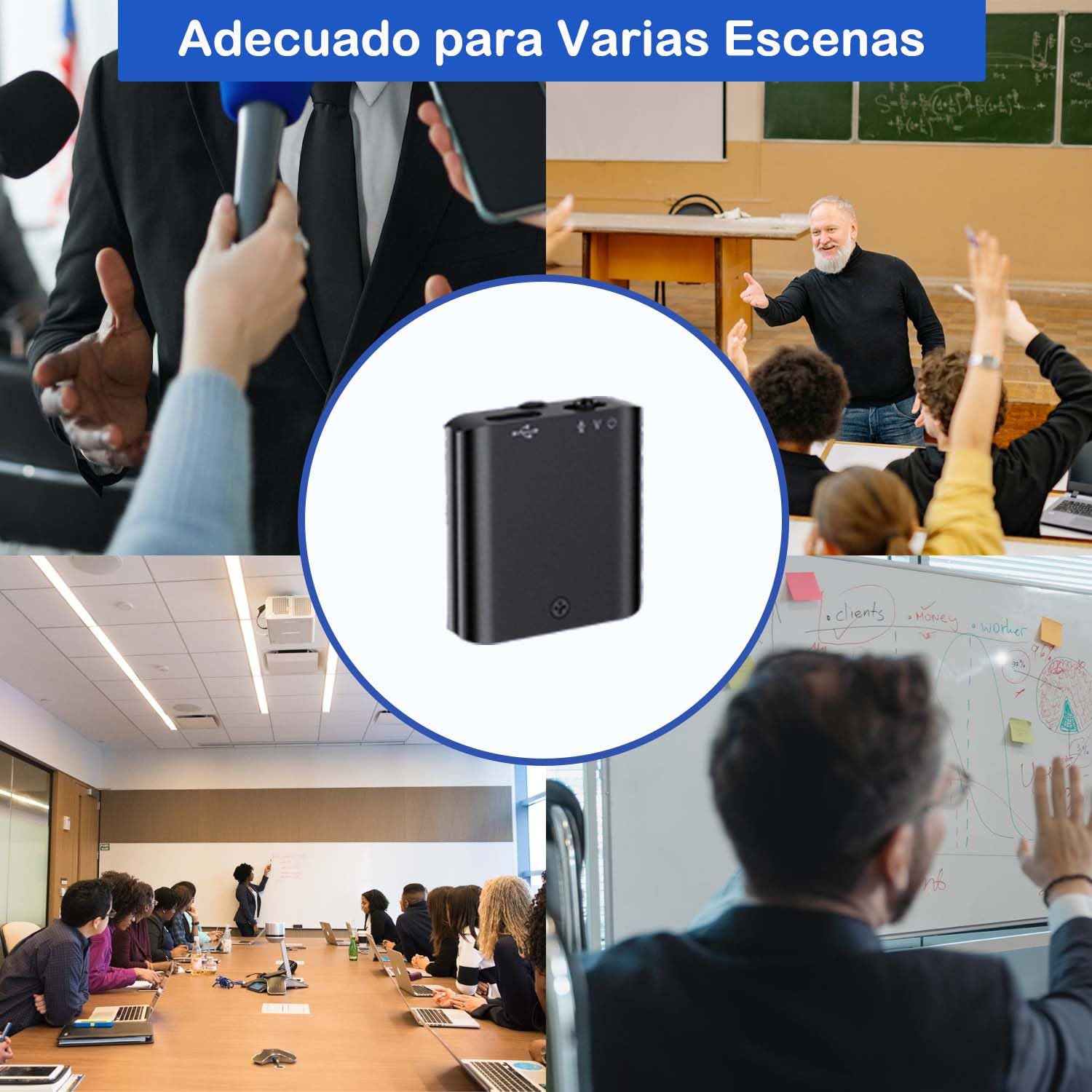 Grabadora de Voz, Mini Grabadora de Voz de 16 GB con Activación de Voz y Magnética, Grabadora de Voz Recargable USB para Reuniones, Entrevistas, Conferencias