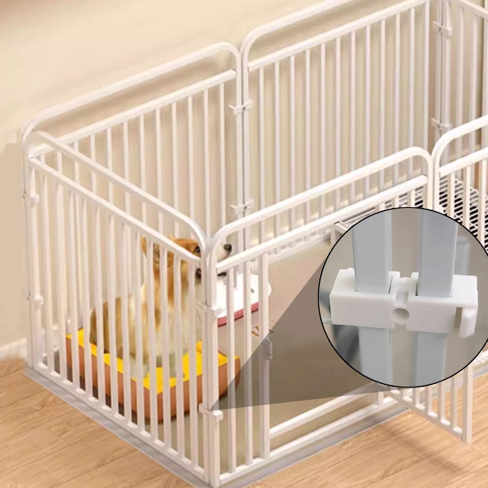 Portable Dog Fence Assembled Without Tools Puppy Playpen 60/80CM High with Lockable Pet Door Made of Iron Frame Freestanding Play Pen Dog Without Cushion(Black,140 * 70 * 80cm)