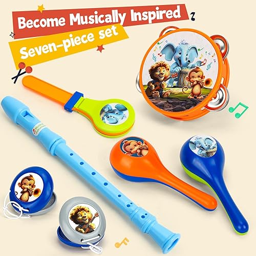 Miniatura 4 de TOY Life Instrumentos musicales para niños pequeños, juguetes para niños, maracas para niños, pandereta, instrumentos para bebés de 12 a 18 meses,