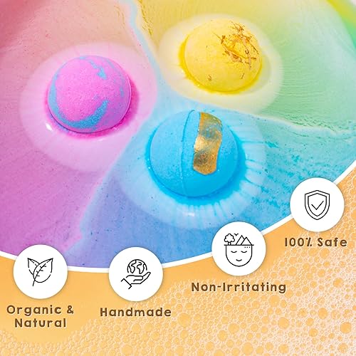 Miniatura 5 de Bombas de baño para niños con sorpresa en el interior, paquete de 12 bombas de baño con forma de pelotas de tenis para niños, bombas de baño de