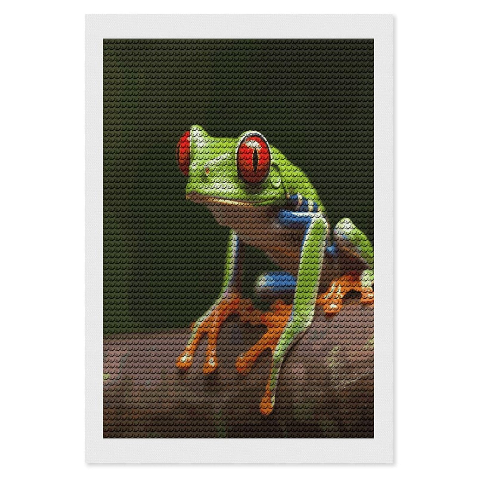 FekiLoot Red Eyes Tree Frogs Diamond Painting Kits for Beginners DIY Diamond Art Kits for Adults Full Drill Round Diamond Dot Gem Art Painting Fun DIY Crafts for Home Kitchen Wall Decor Gift 8"x12"