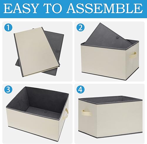 Miniatura 5 de Paquete de 3 contenedores de almacenamiento de tela de 26 litros, canastas plegables de tela grandes para estantes, contenedores de almacenamiento