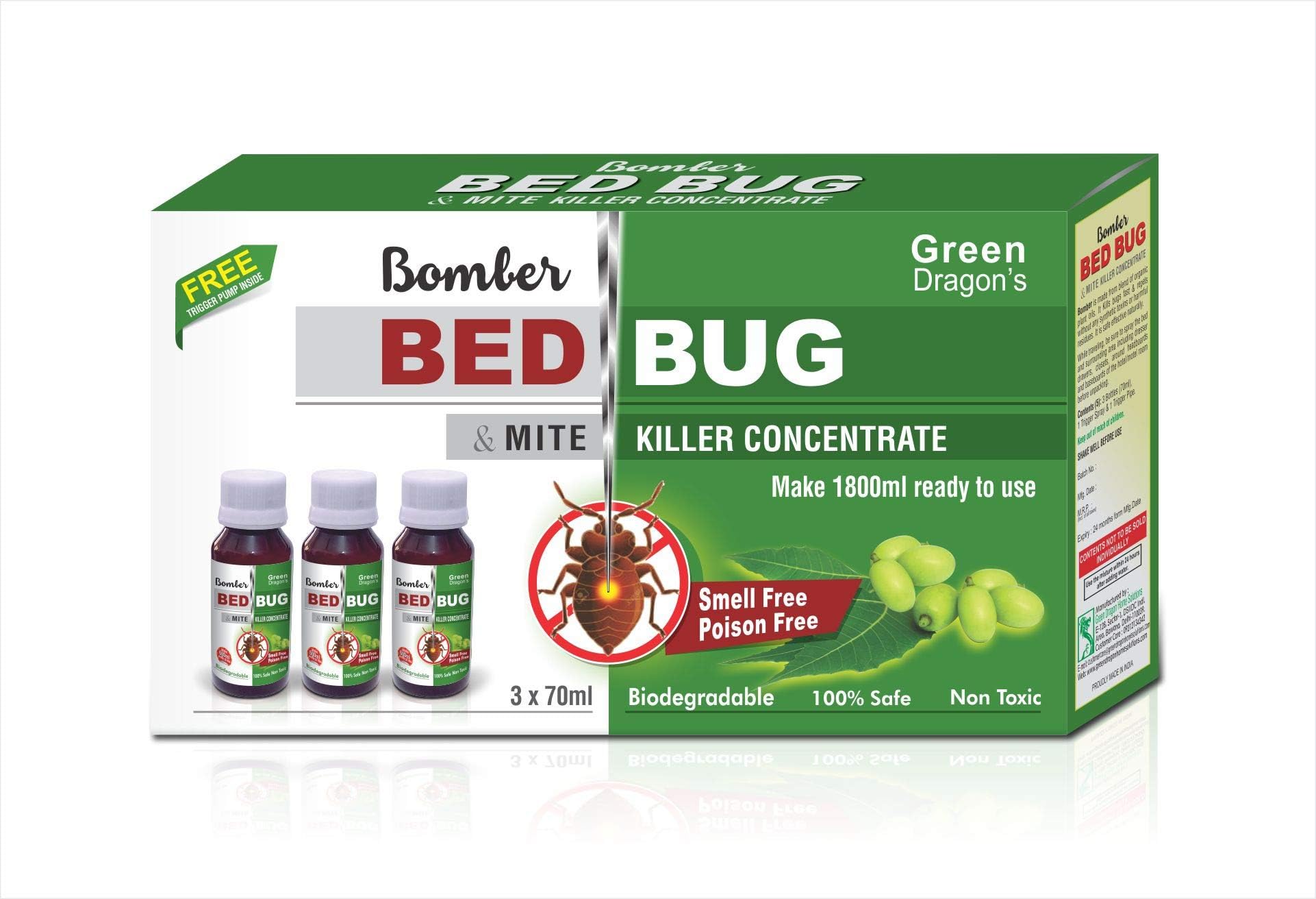 - Green Dragon's Natural & Organic | Bomber Bed Bug & Mite Killer Concentrate Make 1800ml Ready To Use | 0% Chemicals 100% Effective