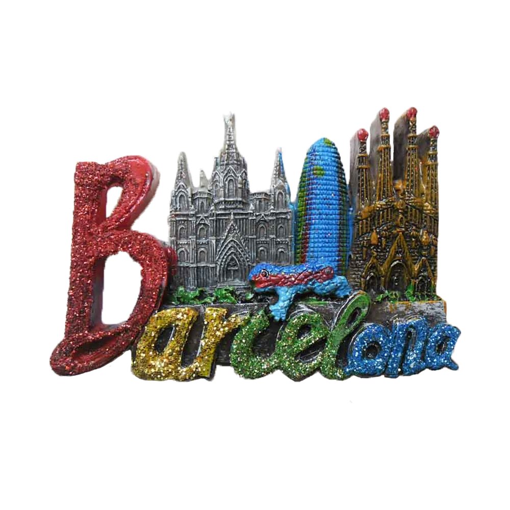 Wedarego Red And Blue Barcelona Spain Refrigerator Magnet,3D Polyresin Famous Tourist Souvenirs,Letters Resin Fridge Magnet,Home And Kitchen Decoration