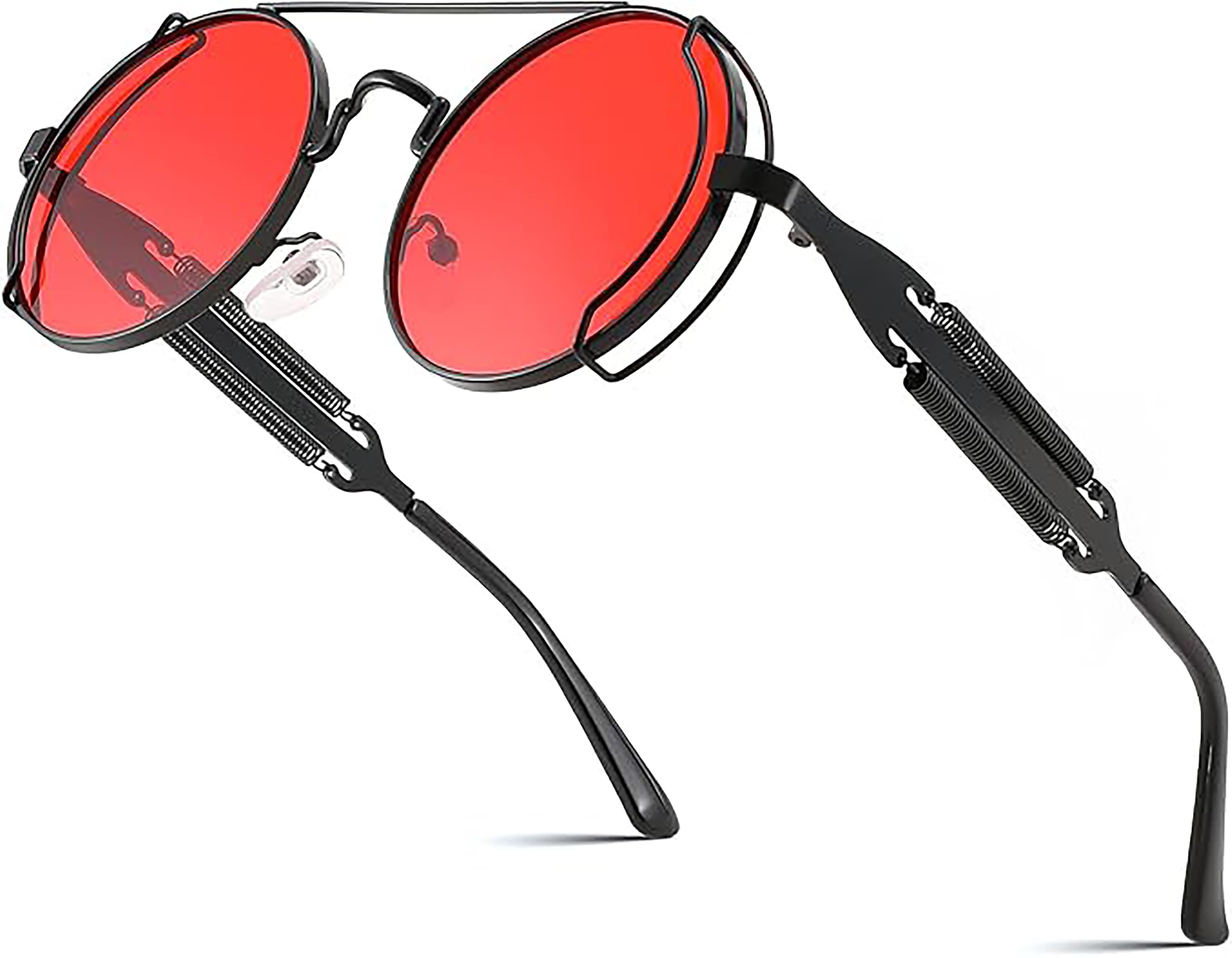 FEISEDY Aviator Sunglasses for Men Women, Retro Steampunk Gothic Round Metal Frame Hippie Glasses B2351