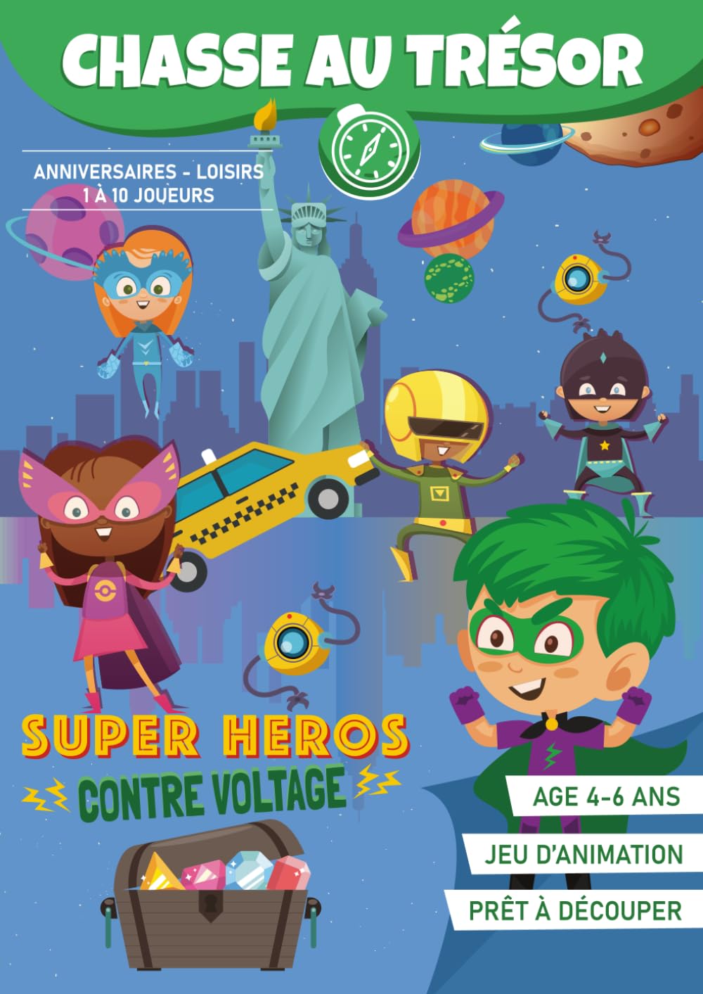Chasse au Trésor des Super-Héros ( 4 à 6 ans) | Livre-jeu pour une fête d'anniversaire ou des loisirs en famille: "Clé en Main" Livre prêt à découper de jeu de piste enfant