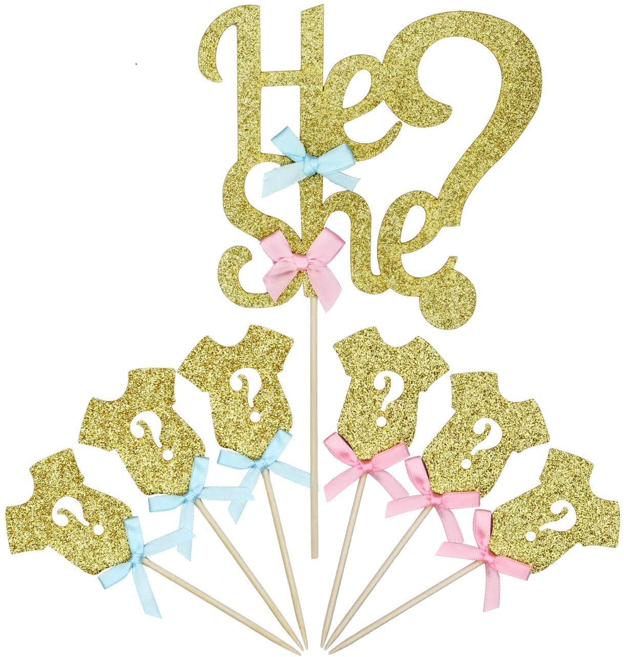 Party Propz Baby Shower Cake Topper with Cupcake Toppers-7Pcs for BabyShower, Maternity, Pregnancy, Mom to Be Photoshoot/Baby-Shower Decor Set/Exclusive Glitter