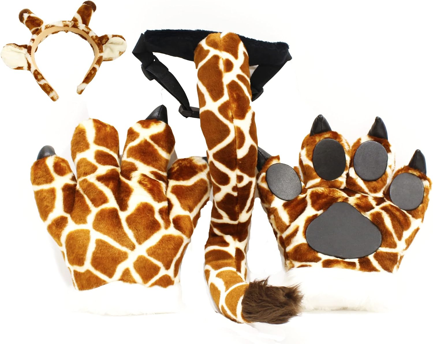 Tiger dinosaur panda Paw Gloves Headband and Tail Costumes Set Cosplay Tiger Leopard Animal Paw Gloves