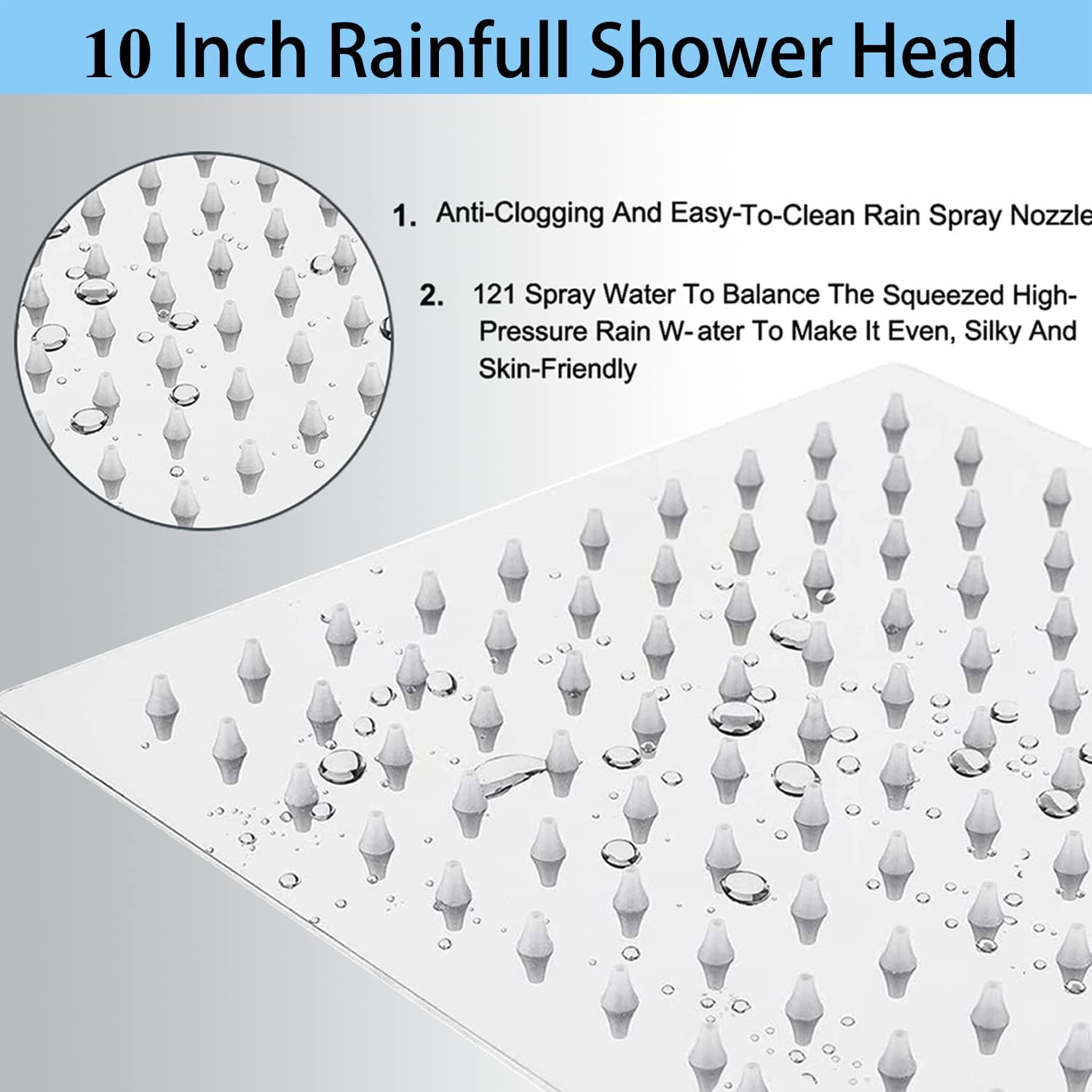 Bellearlly - Soffione doccia a pioggia ad alta pressione, in acciaio inox, con 3 impostazioni on/off, con supporto doccia e tubo flessibile da 218 cm, cromato