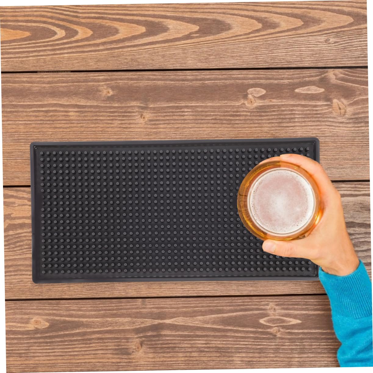 Tappetino Antiscivolo da Bar Rettangolare 2 Pezzi in Pvc | Nero, per Bancone e Contatori, Resistente All’usura, Facile Pulire e Riporre