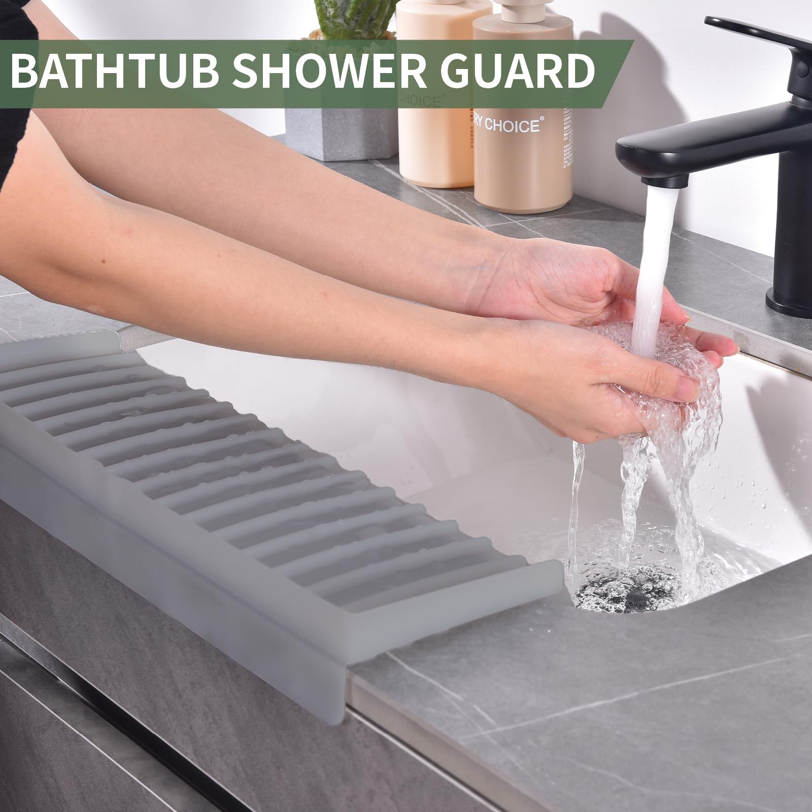Protector De Borde De Fregadero De Silicona, 20" 51 cm, Cubierta Protectora Contra Salpicaduras Para Fregadero De Cocina Con Ventosa, Plegable, Protector De Encimera De Fregadero(Gris)