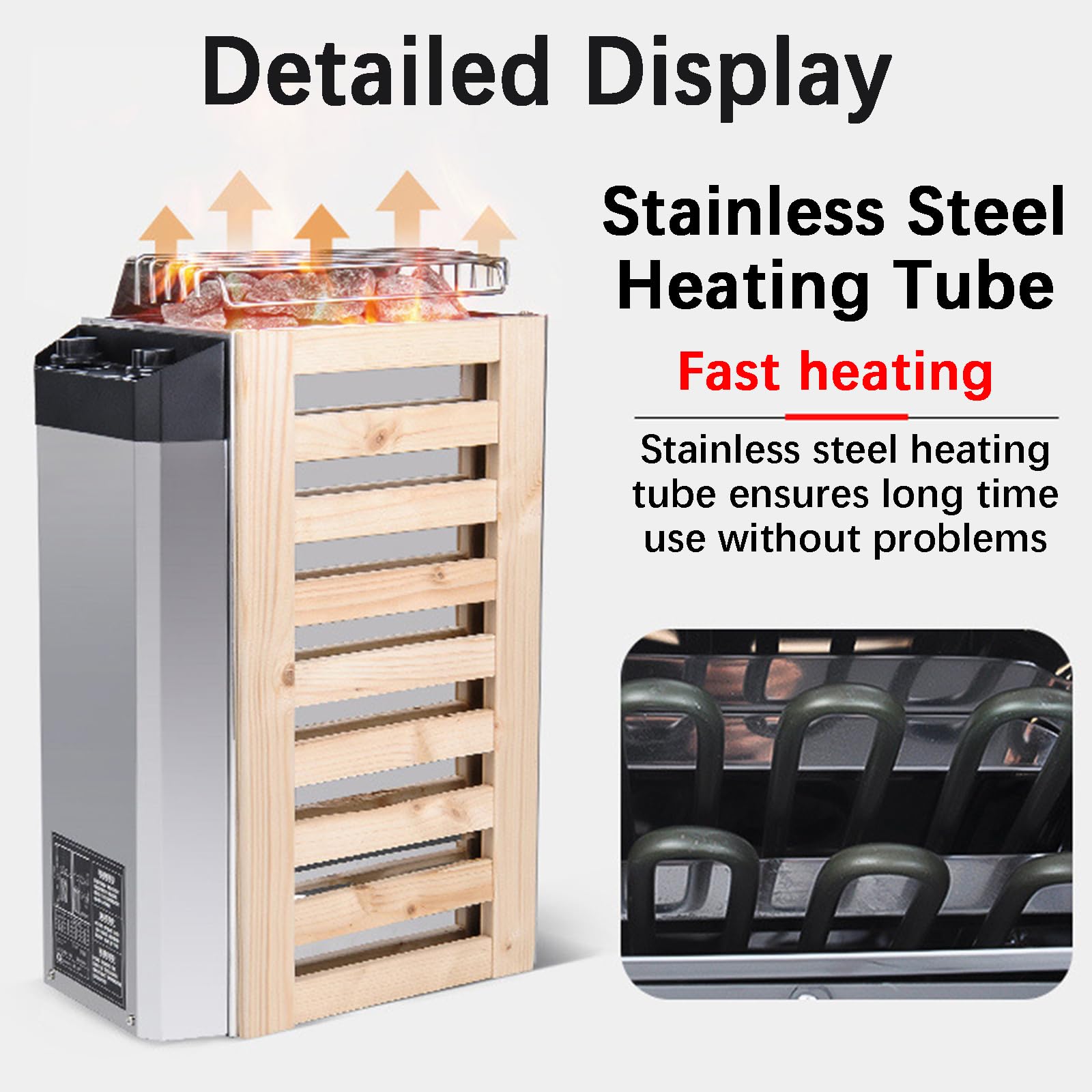 Riscaldatore Elettrico per Sauna da 3/3,6 kW - Riscaldatore Portatile in Acciaio Inossidabile per Sauna da Interni/Esterni, Ideale per casa, Hotel, Piscine e Uso Commerciale. (3.6kw)