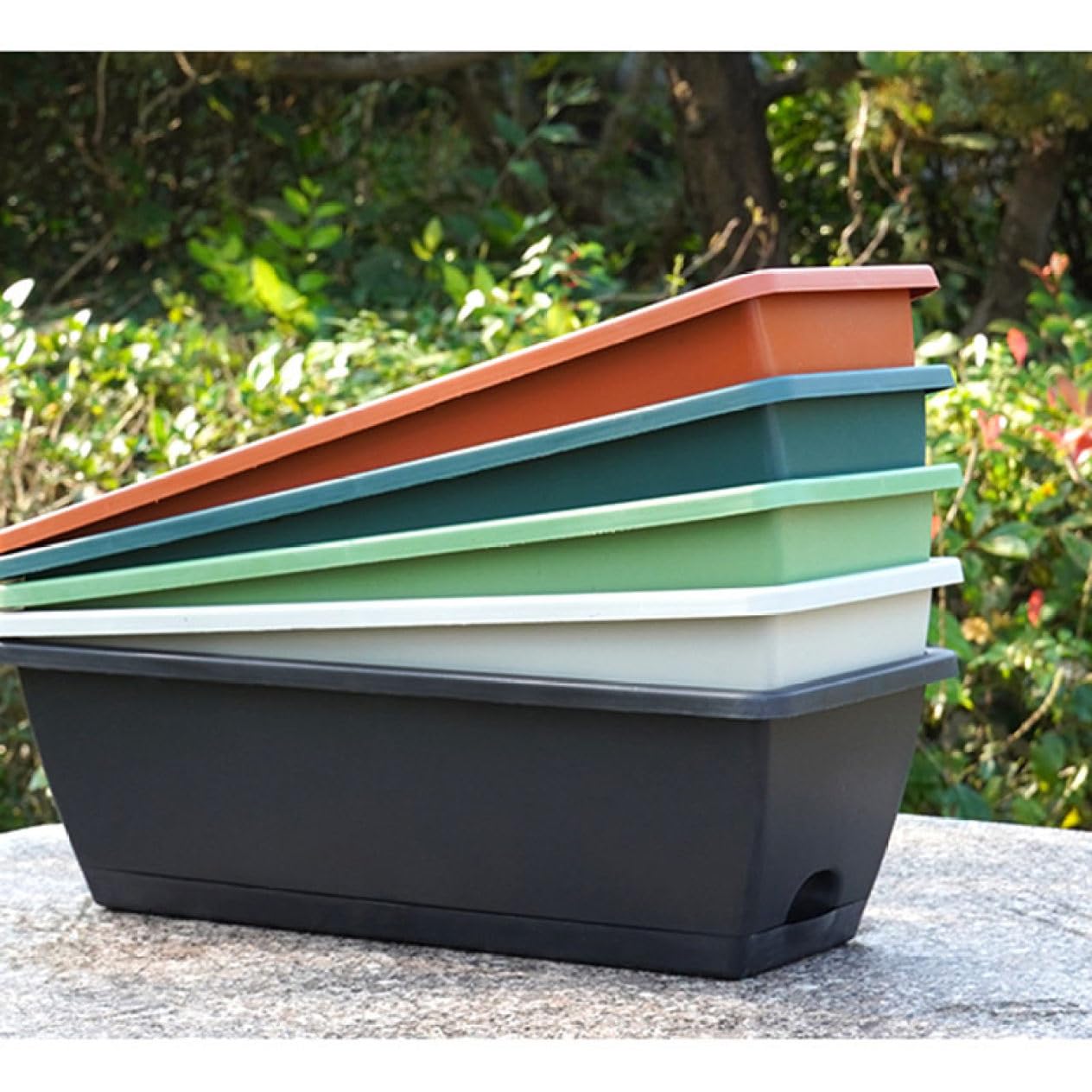 Amazon.co.jp: [ムリョ] プランターボックス 大型プランター プラスチック 長方形 四角 脚付きプランター ウッドデコ