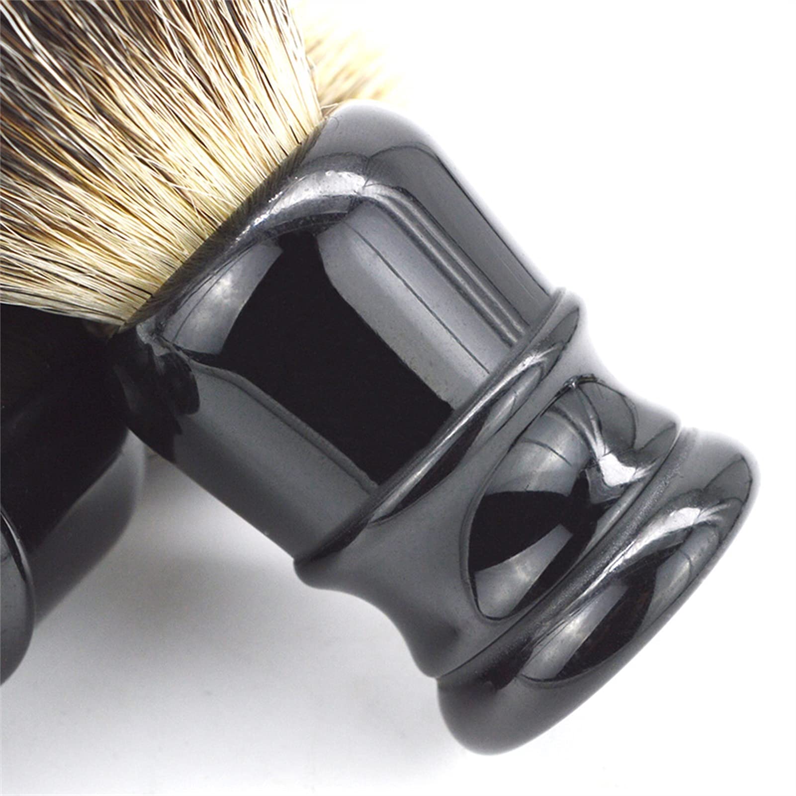 AnSafe Pennello da Barba Fatto a Mano Tasso Capelli Barba Pennello in Schiuma Portatile Manico in Resina Pennello da Barba Bagnato