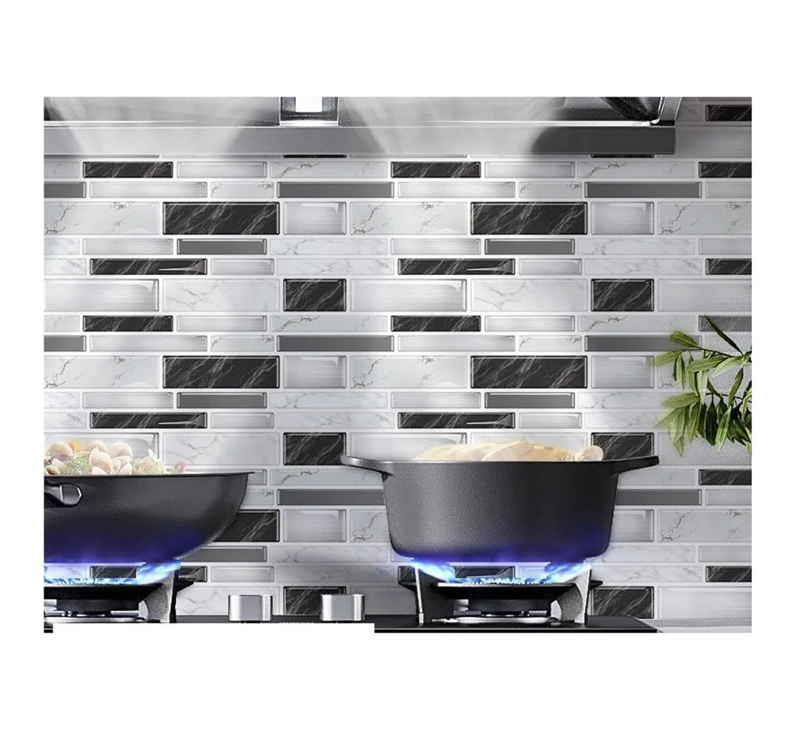 Mosaic Marble Effect Tile Stickers, Peel & Stick Marble Mosaic Wall Decals, Waterproof Crystal Tiles for Home Decor(Grijs,20pc)