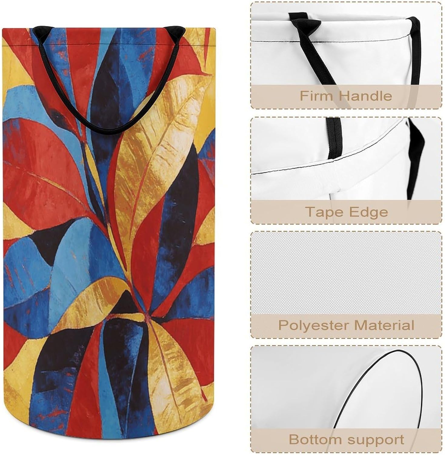 Abstract Art Leaves Laundry Hamper 86L Waterproof Collapsible Clothes Basket with Double Handles Freestanding Foldable Laundry Basket Large Clothes Hamper for Bathroom