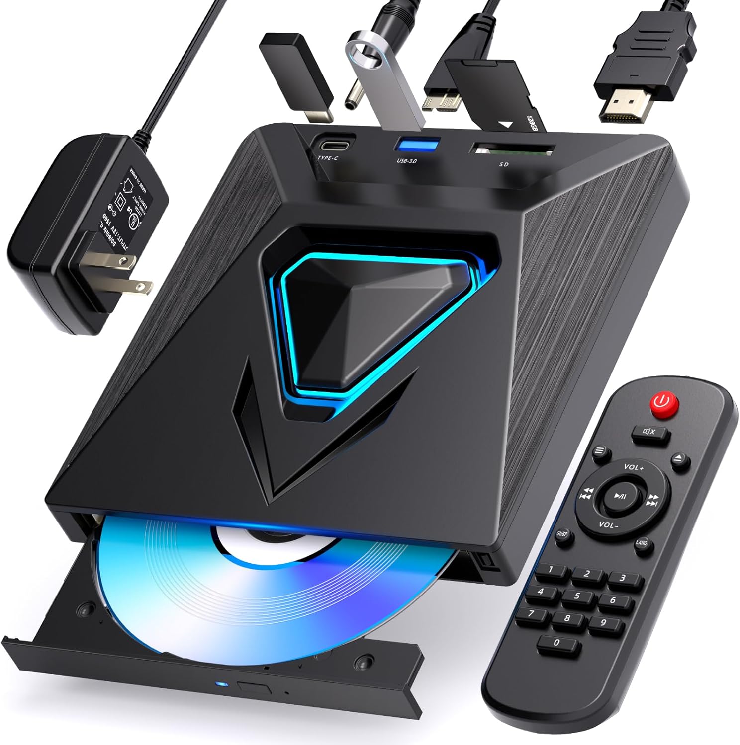 6-in-1 DVD Player for TV-External Mini CD DVD Drive with HDMI AV Output, USB/TF Reader. Universal DVD Players forTV/ Monitors/PC/Laptops, PAL/NTSC Support.player for home dvd players for tv hdmi black